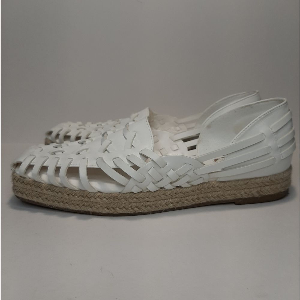 Sam & Libby Asha Esperdilla Huarache Sandals Women's 8.5 White Woven Jute